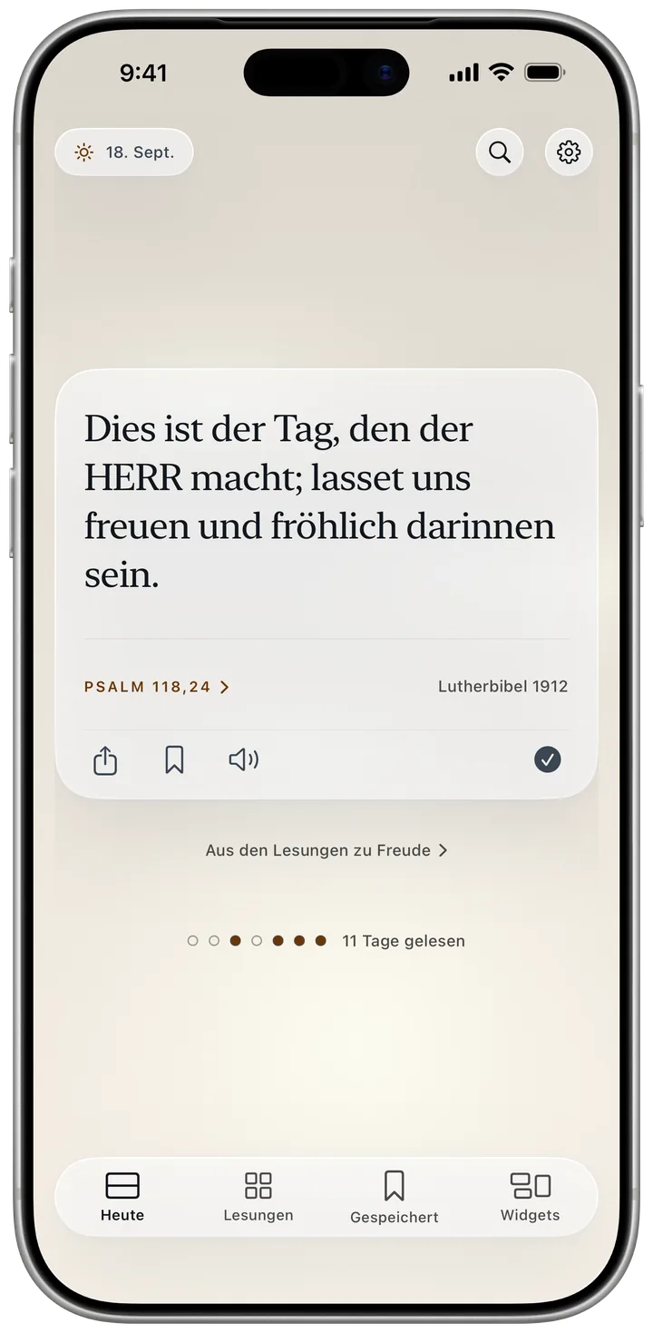 Der Bildschirm Heute mit Psalm 118,24 in der Lutherbibel 1912