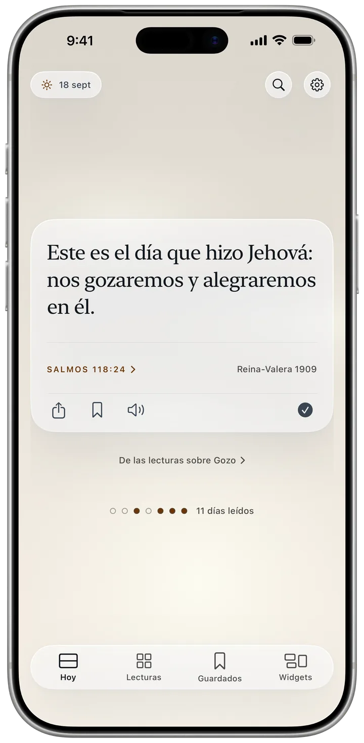 La pantalla Hoy con Salmos 118:24 en la Reina-Valera 1909