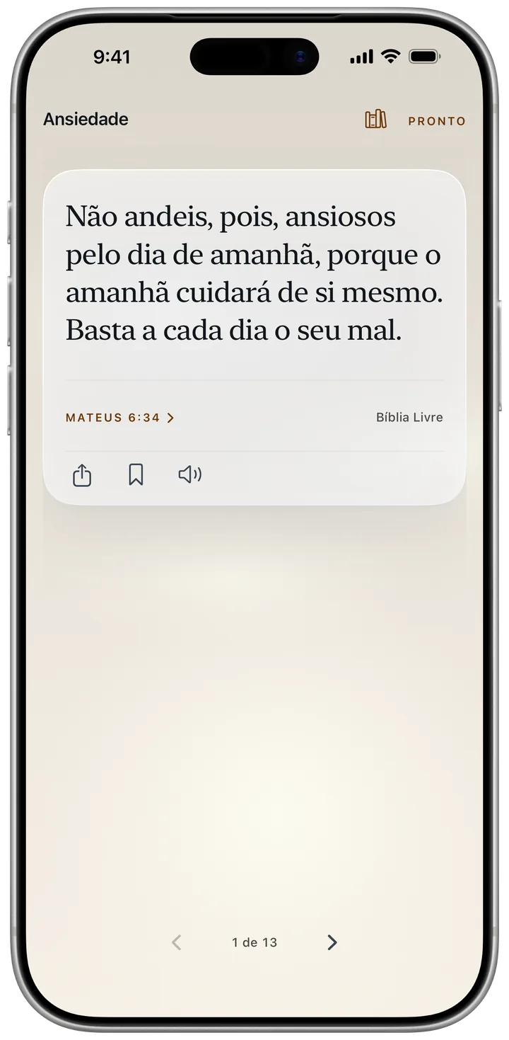 A leitura Ansiedade, que começa com Mateus 6:34